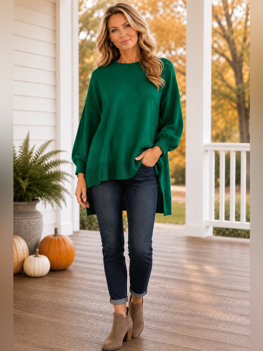 Sugarlips Sweet Sunday Hi Low Tunic Sweater Green Oversized Knit Sz M